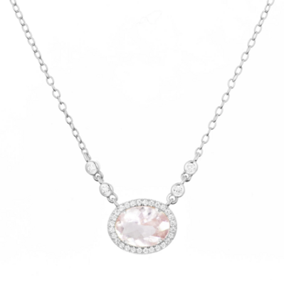 Kamaria Aura Rose Quartz Gemstone Necklace (Silver)