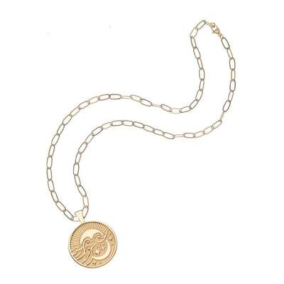 Jane Win Original WANDERLUST Coin Pendant with Drawn Link Chain