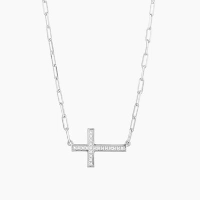 Ella Stein Keep the Faith! Cross Necklace (Silver)