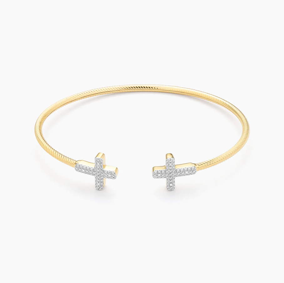 Ella Stein Keep the Faith! Cross Cuff Bracelet (Gold)