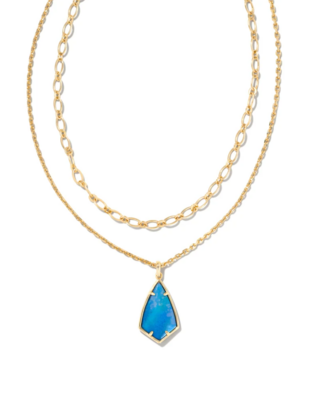 Kendra Scott Camry Multi-Strand Necklace, Gold/Dark Blue Mother of Pearl