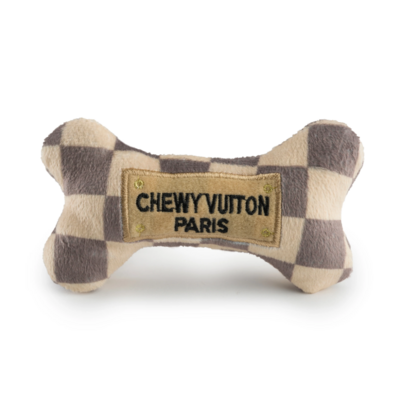 Checker Chewy Vuiton Bone Dog Toy 5"