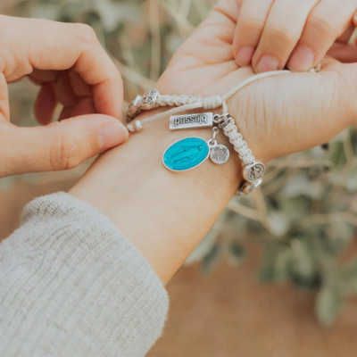 MSMH Charm - Miraculous Mary Oval with Blue Enamel
