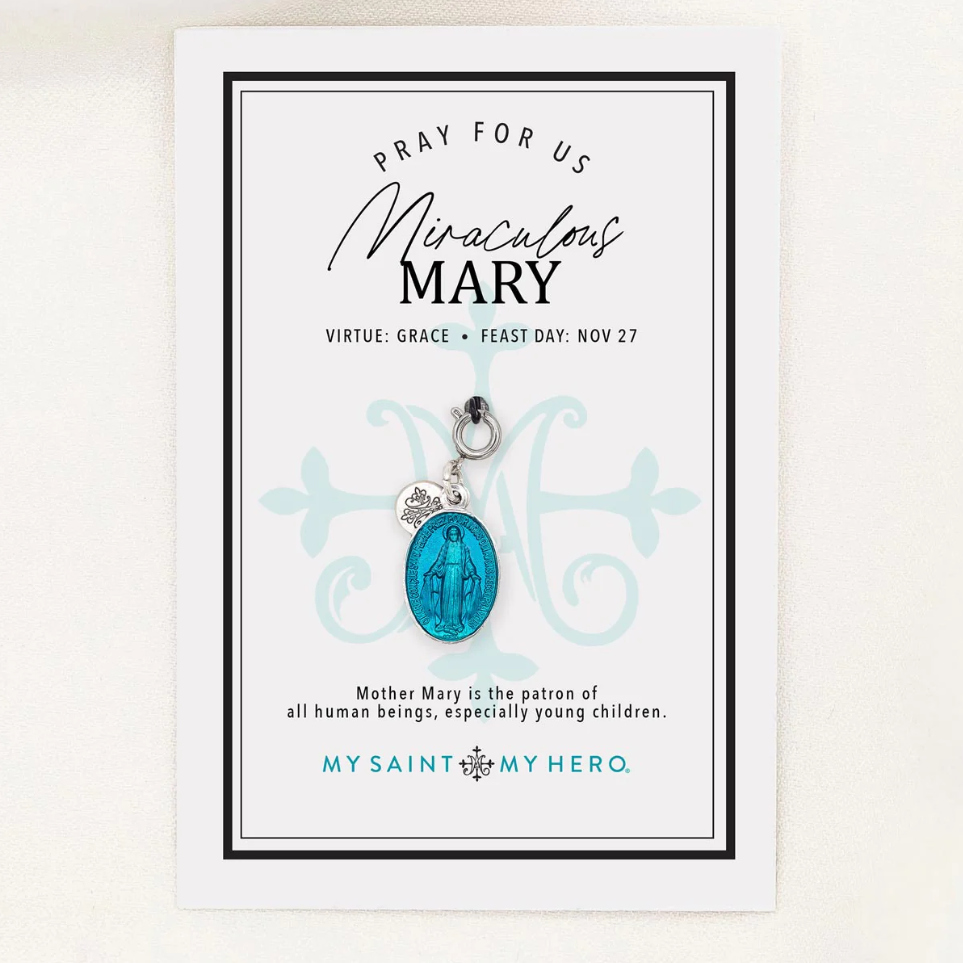 MSMH Miraculous Mary Oval Charm with Blue Enamel