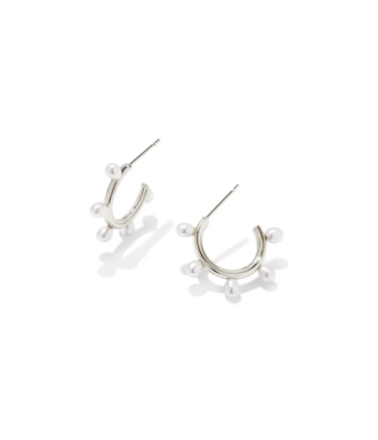 Kendra Scott Leighton Pearl Huggie Earrings, Silver