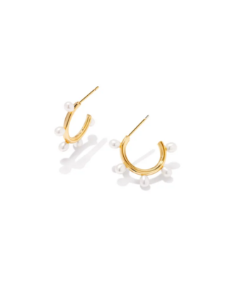 Kendra Scott Leighton Pearl Huggie Earrings, Gold