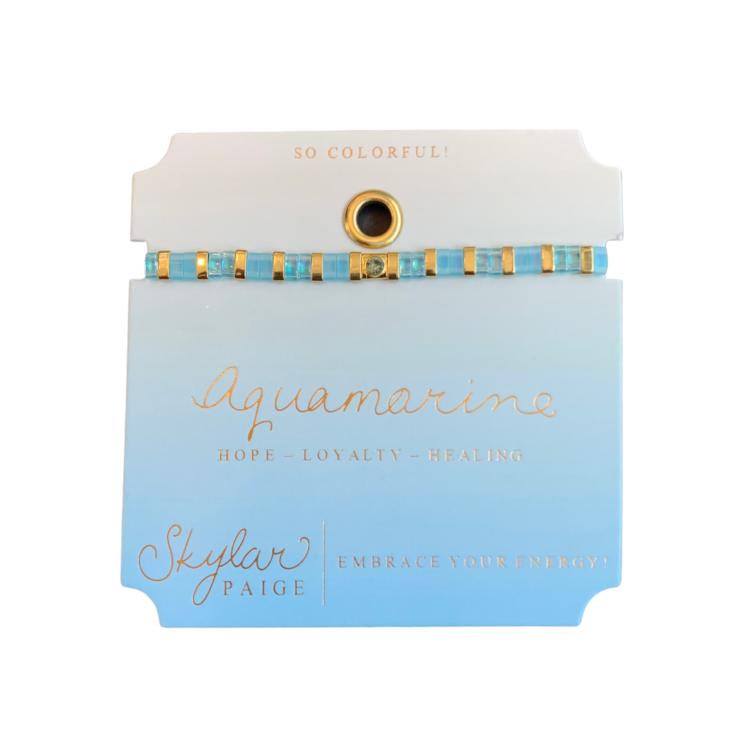 Aquamarine Beaded Tila Bracelet