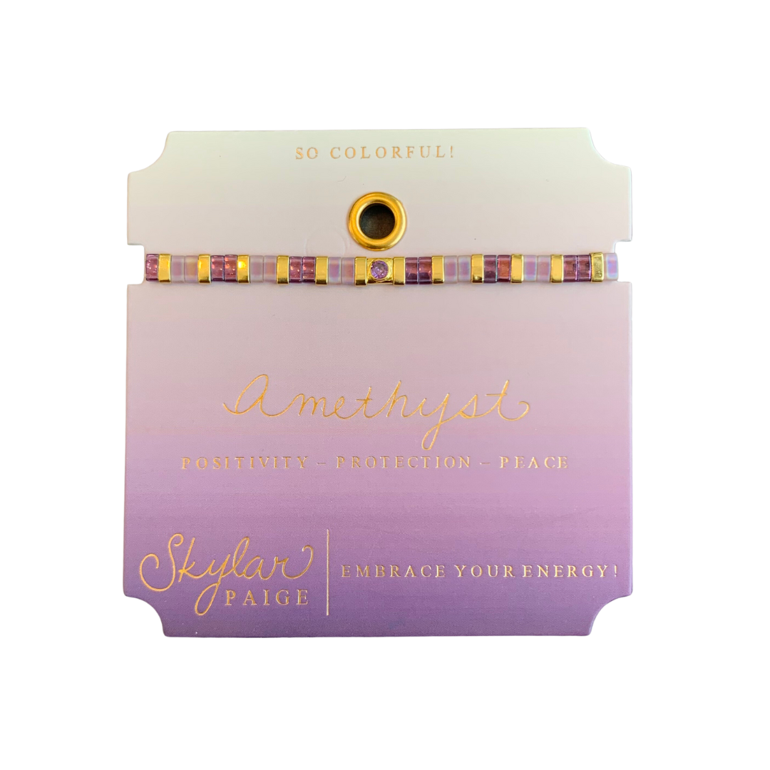 Amethyst Beaded Tila Bracelet