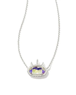 Kendra Scott Elisa Unicorn Necklace, Silver/Dichroic Glass