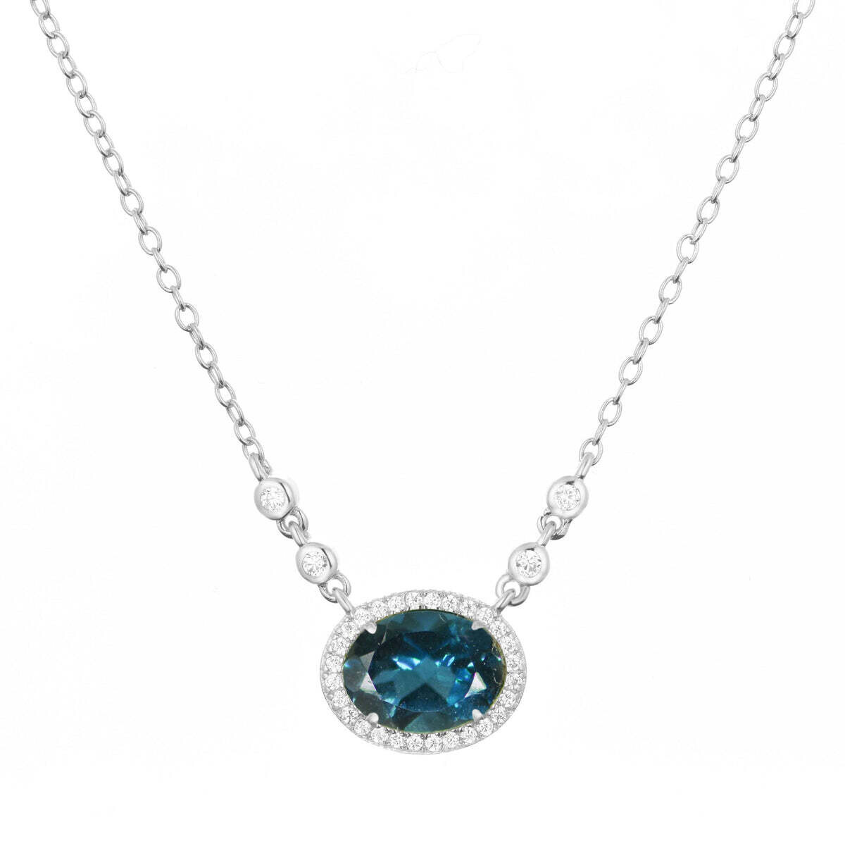 Kamaria Aura London Blue Topaz Gemstone Necklace (Silver)