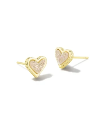 Kendra Scott Ari Heart Earrings, Gold/Iridescent Druzy