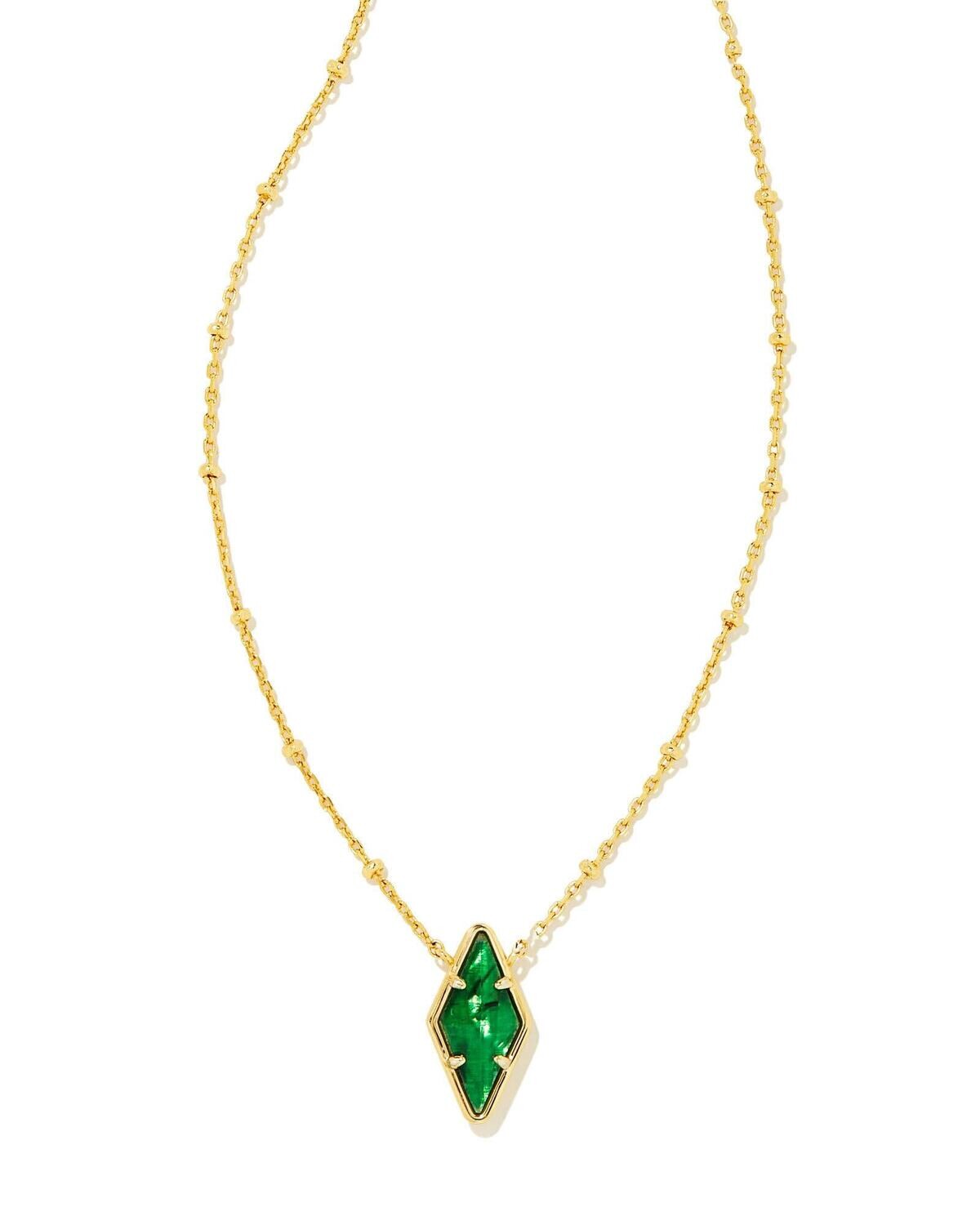 Kendra Scott Kinsley Pendant Necklace, Gold/Kelly Green