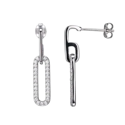 Charles Garnier Paperclip Collection Mandy Earrings, Silver