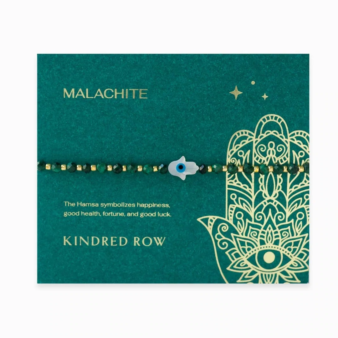 Kindred Row Hamsa Gemstone Bracelet, Malachite
