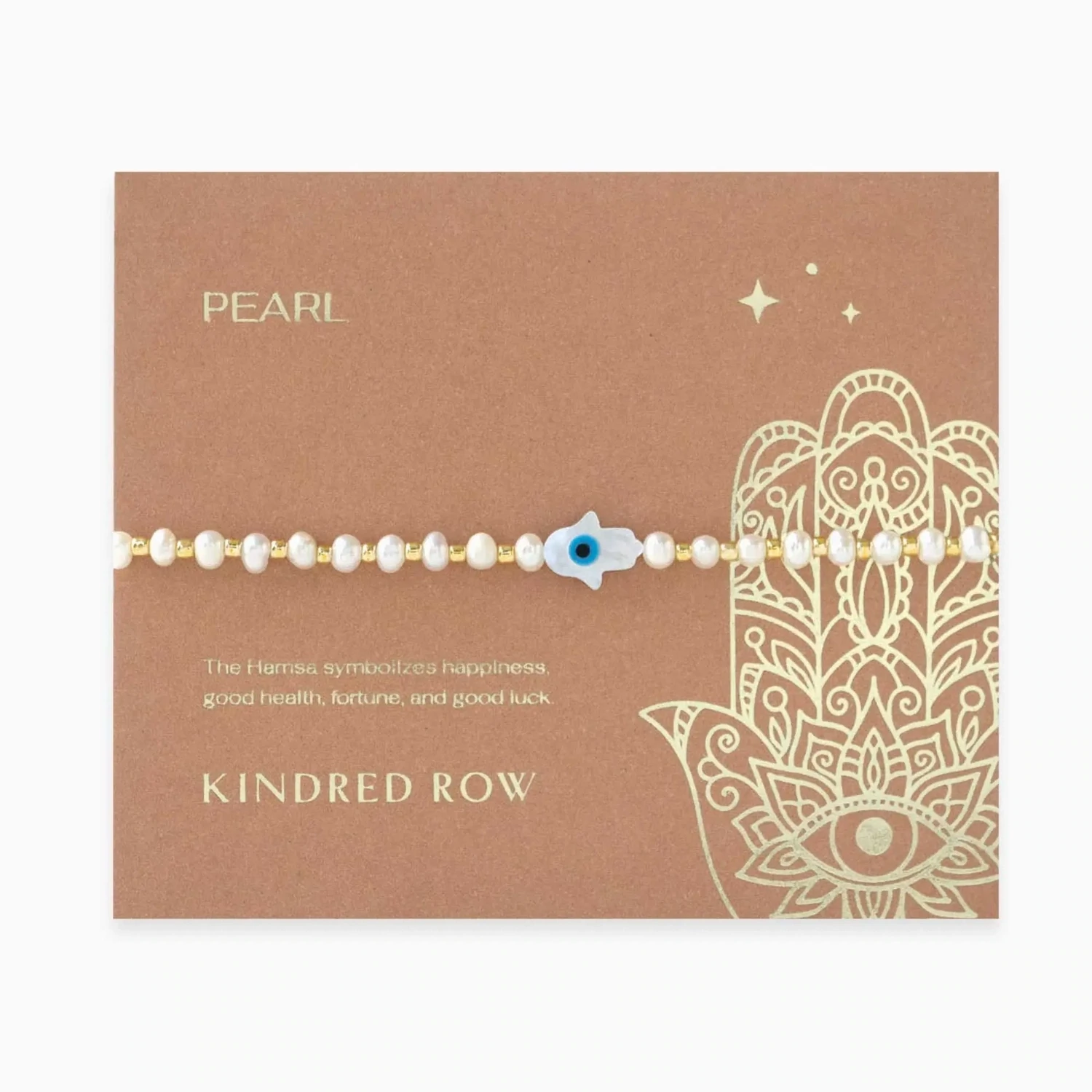 Kindred Row Hamsa Gemstone Bracelet, Freshwater Pearl