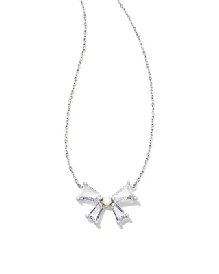 Kendra Scott Blair Bow Necklace, Silver/Crystal