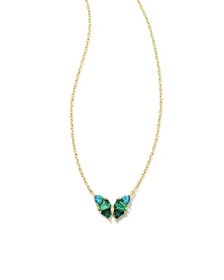 Kendra Scott Blair Butterfly Necklace, Green Mix