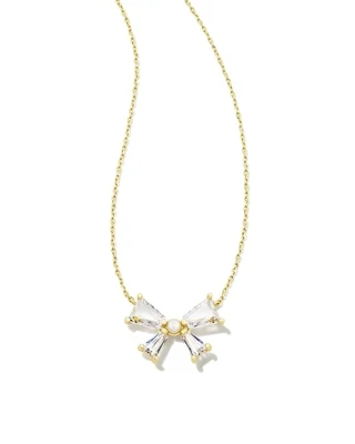 Kendra Scott Blair Bow Necklace, Gold/Crystal