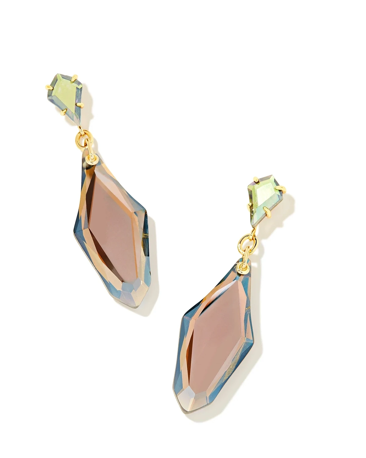 Kendra Scott Alexandria Statement Earrings, Gold/Gray Dichroic Glass