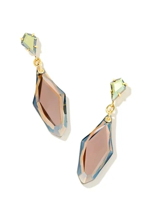 Kendra Scott Alexandria Statement Earrings, Gold/Gray Dichroic Glass