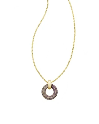 Kendra Scott Mikki Pave Necklace, Gold/Purple Ombre
