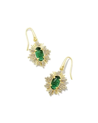 Kendra Scott Grayson Sunburst Earrings, Gold/Green
