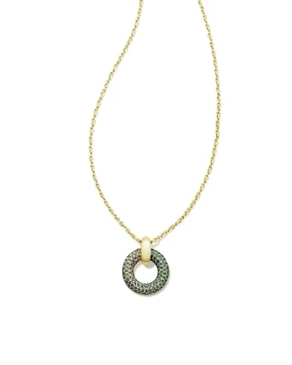 Kendra Scott Mikki Pave Necklace, Gold/Green Blue Ombre