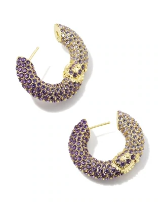 Kendra Scott Mikki Pave Hoop Earrings, Gold/Purple Ombre