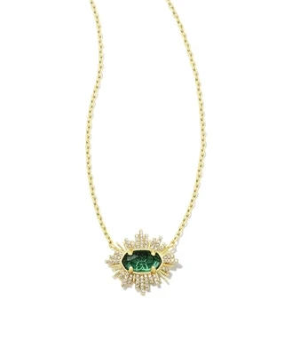 Kendra Scott Grayson Sunburst Necklace, Gold/Green