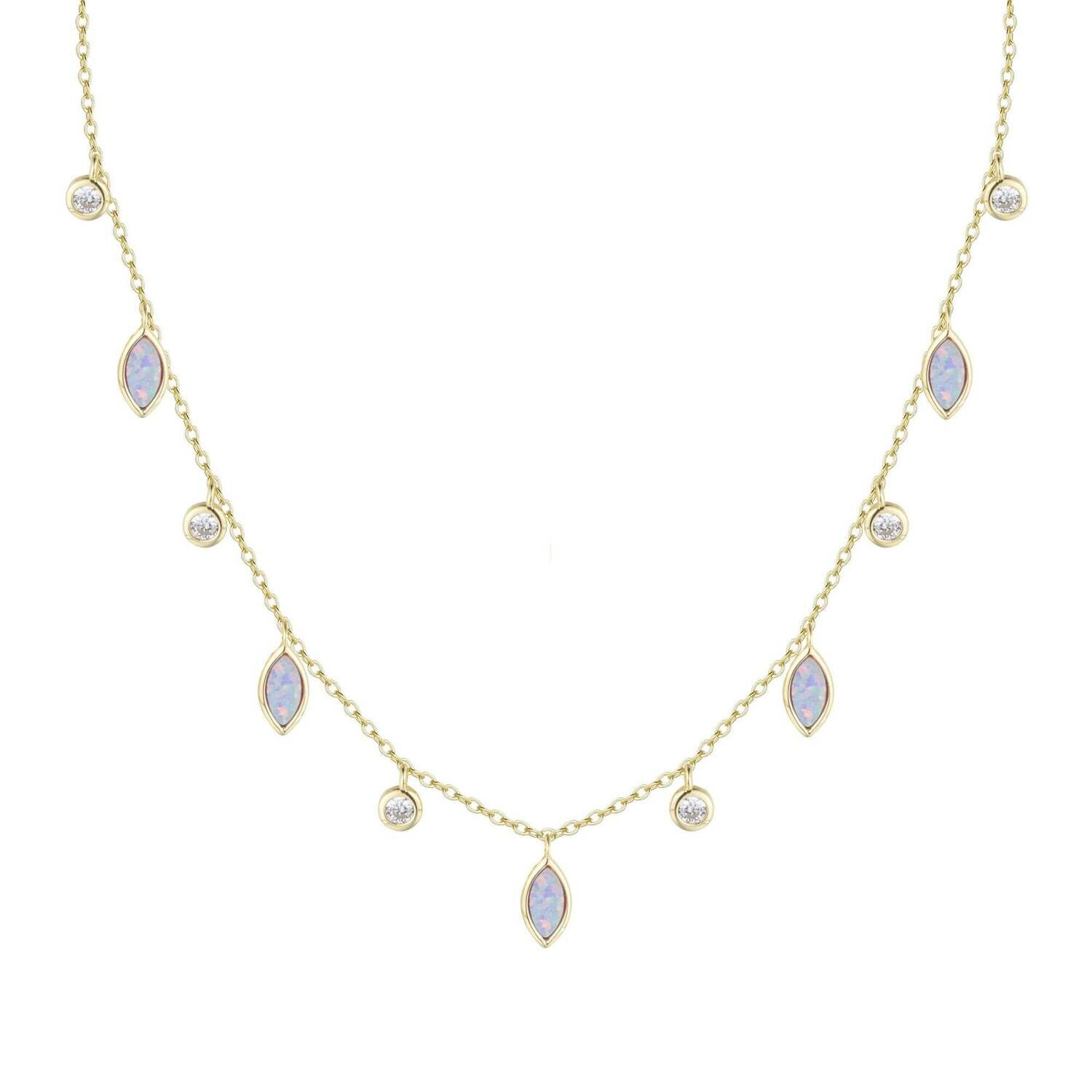 Kamaria Drops of Spring Lavender Opal Necklace (Gold)