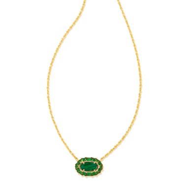 Kendra Scott Elisa Crystal Frame Necklace, Gold/Green