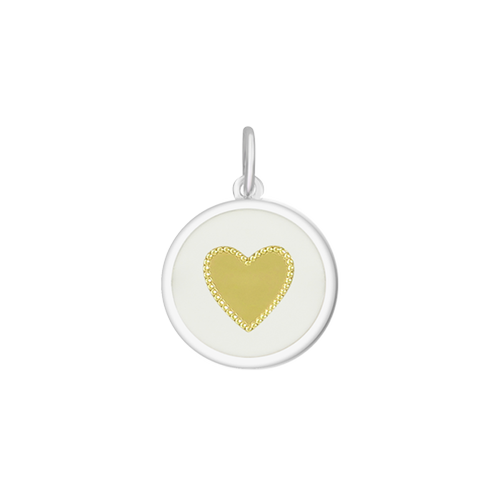 LOLA Heart Pendant, Gold/White/Small