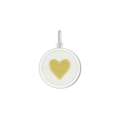LOLA Heart Pendant, Gold/White/Small