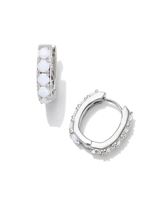 Kendra Scott Chandler Huggie Earrings in Silver/White Opalite Mix