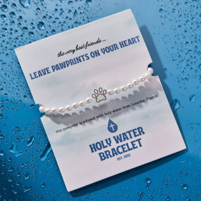 Holy Water Paw Print Bracelet in Crystal Pearl