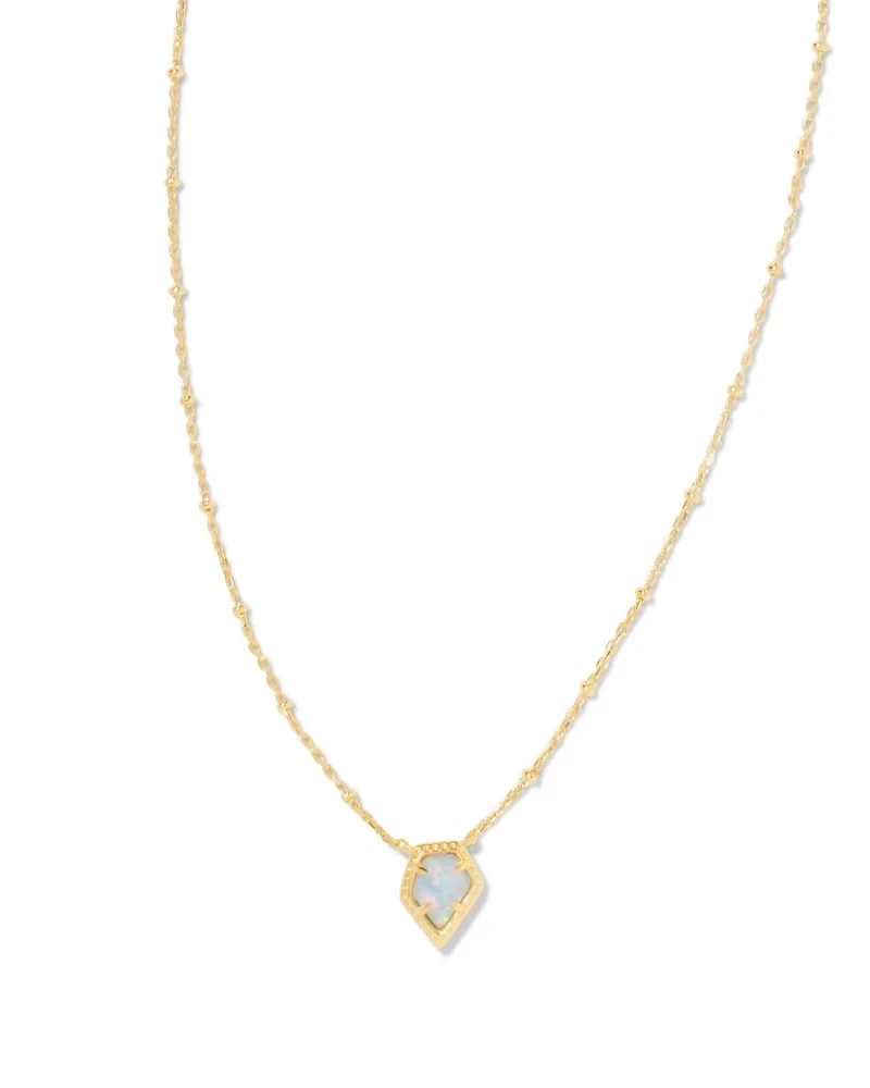 Kendra Scott Framed Tess Necklace, Gold/Luster Light Blue Opal