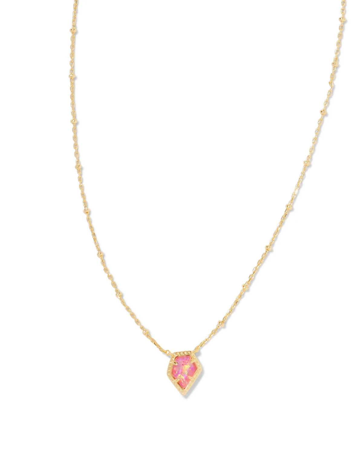 Kendra Scott Framed Tess Necklace, Gold/Luster Rose Pink Opal