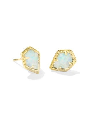 Kendra Scott Framed Tessa Earrings, Gold/Luster Light Blue Opal