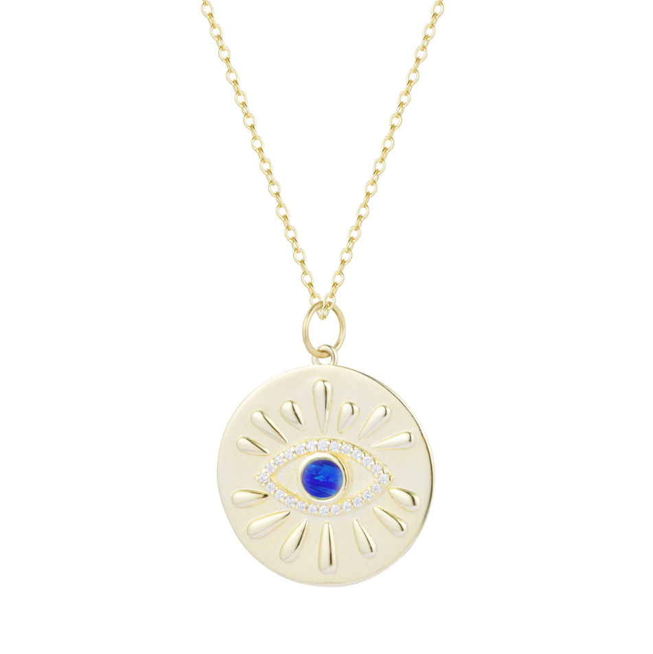 Kamaria Evil Eye Medallion Necklace (Gold)