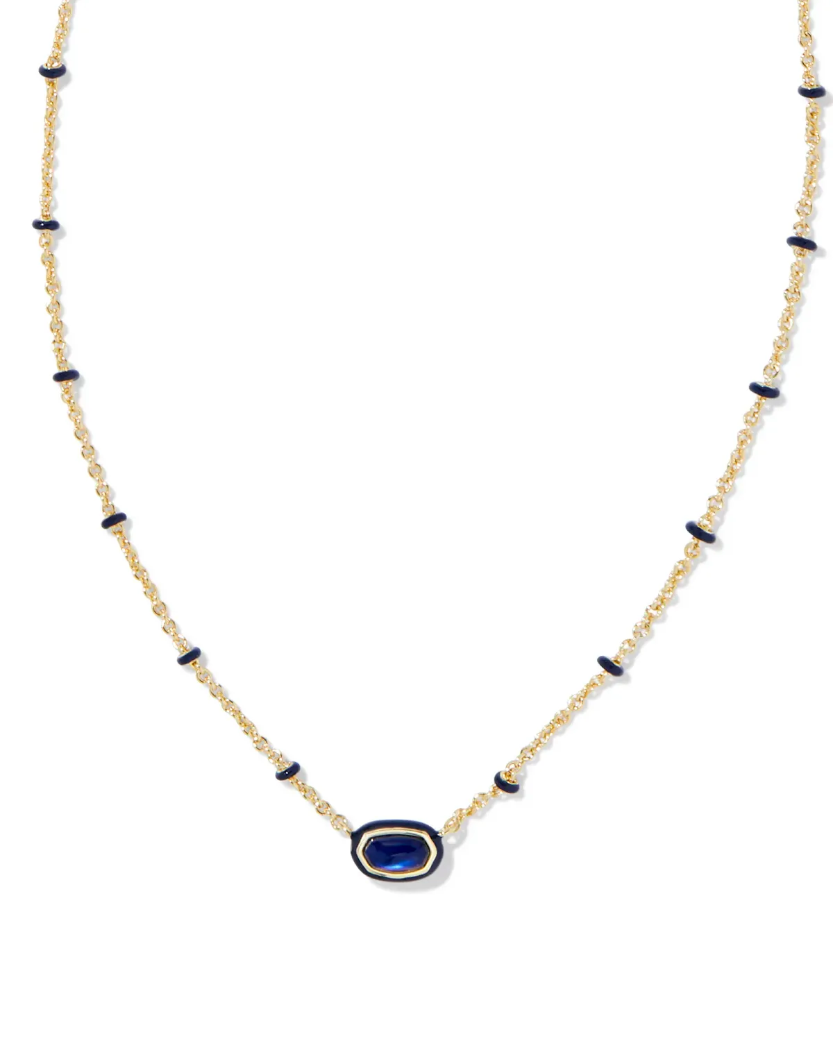 Kendra Scott Mini Elisa Necklace, Gold/Navy Mother-of-Pearl