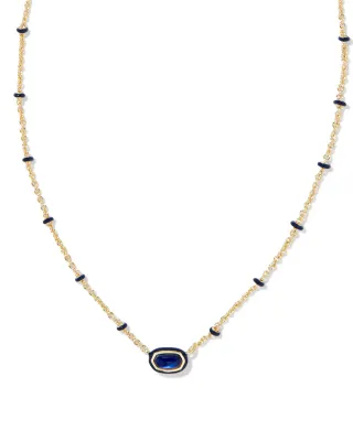 Kendra Scott Mini Elisa Necklace, Gold/Navy Mother-of-Pearl
