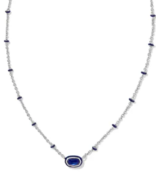 Kendra Scott Mini Elisa Necklace, Silver/Navy Mother-of-Pearl