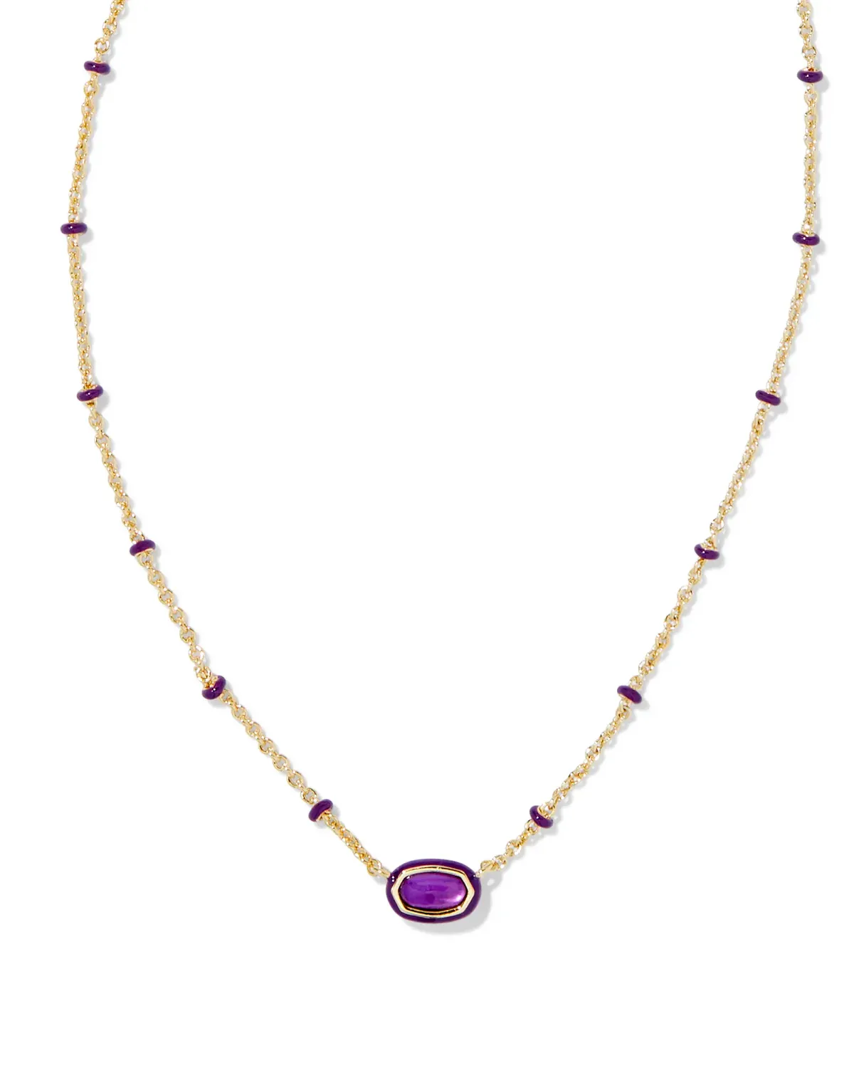 Kendra Scott Mini Elisa Necklace, Gold/Purple Mother-of-Pearl