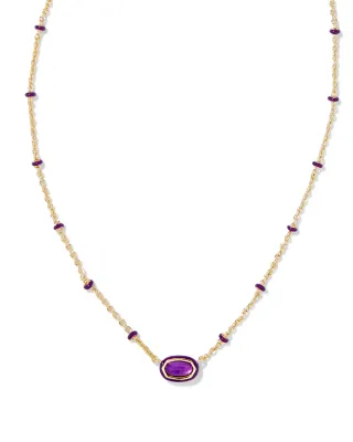 Kendra Scott Mini Elisa Necklace, Gold/Purple Mother-of-Pearl
