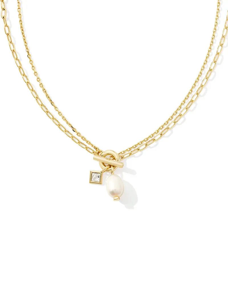 Kendra Scott Eve Multi Strand Necklace, Gold/Pearl