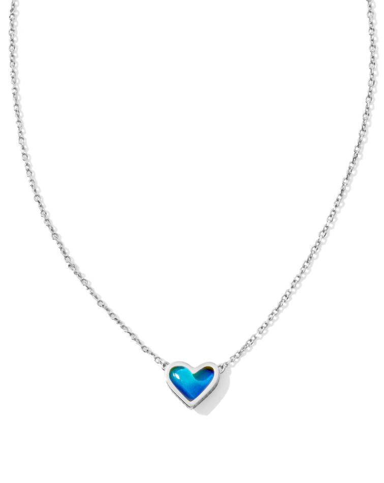 Kendra Scott Ari Heart Necklace, Silver/Moodstone