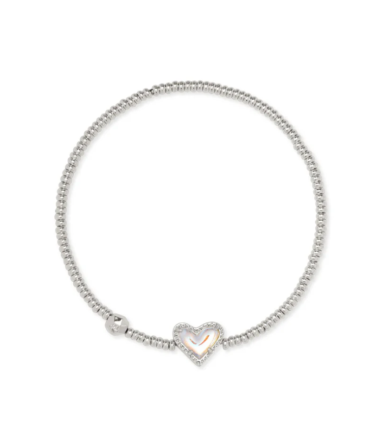 Kendra Scott Ari Heart Stretch Bracelet, Silver/Dichroic Glass