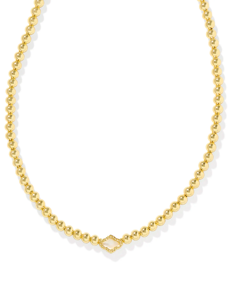 Kendra Scott Abbie Beaded Necklace, Gold/Ivory Mother-of-Pearl