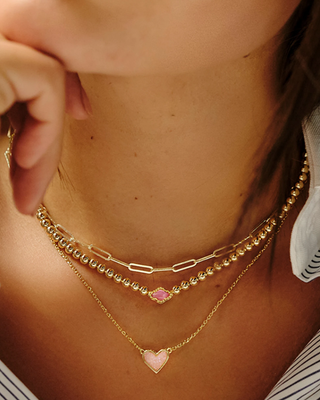 Kendra Scott Abbie Beaded Necklace, Gold/Azalea