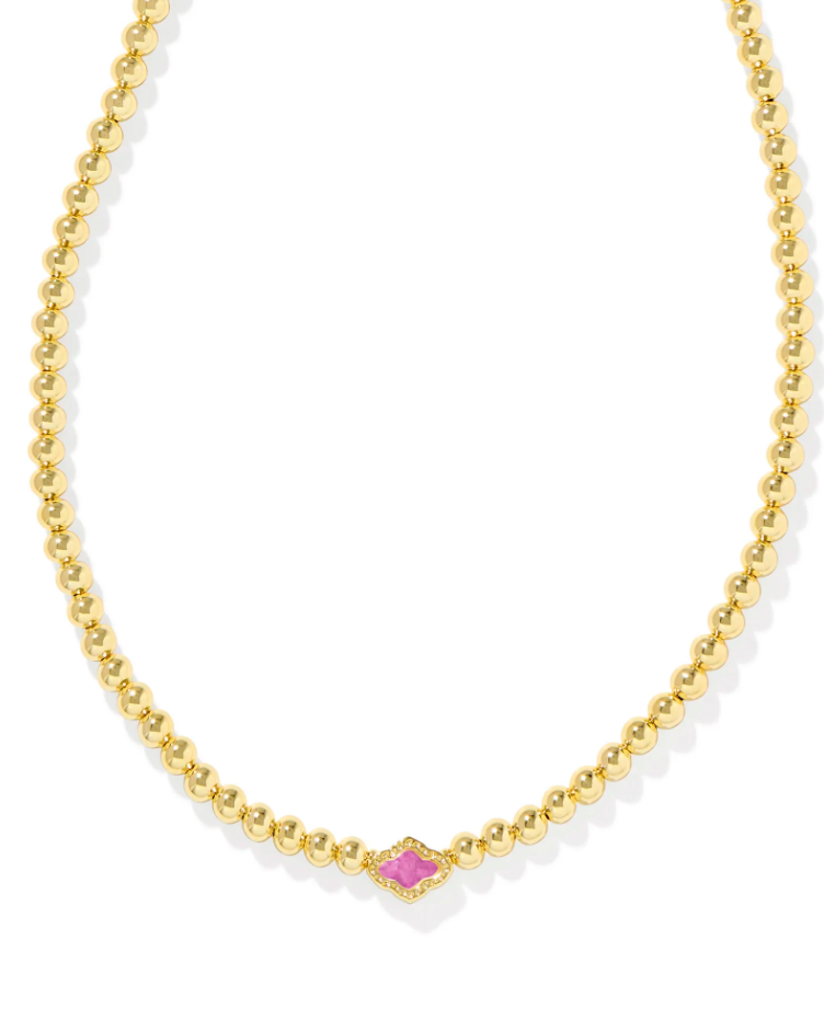 Kendra Scott Abbie Beaded Necklace, Gold/Azalea